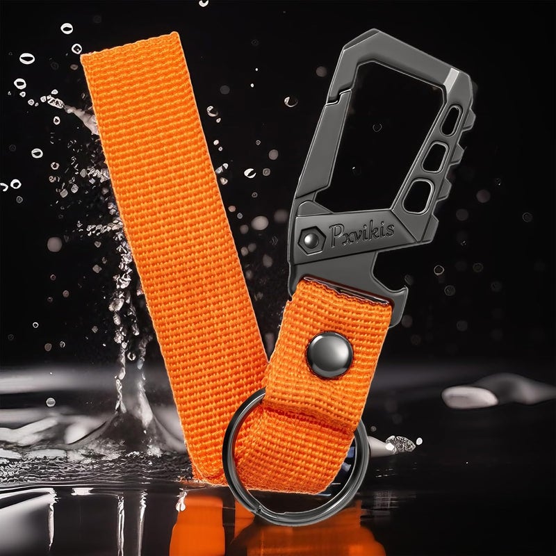 Pxvikis Metal heavy duty key chain carabiner clip bottle opener wrist lanyard ring car key fob unisex for men and women - Image 5